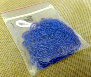 VINTAGE XTRA FINE TINY TUBE BLUE GLASS BEADS 12 STRANDS NEW OLD STOCK 60s 70s - Picture 1 of 5