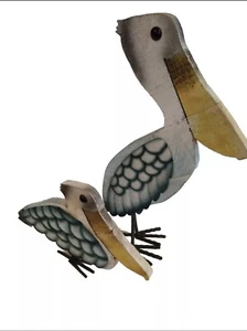 "New" Pair Wooden Pelican Beach Look Figure - Size: 22" × 9" & 18.5" × 10" - Picture 1 of 12