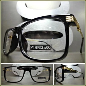 CLASSIC Elegant VINTAGE RETRO Style Clear Lens EYE GLASSES Black & Gold Frame - Picture 1 of 10