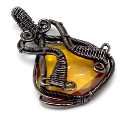 Colgante envuelto en alambre Hessonita granate piedras preciosas hecho a mano joyería S-2,10" Foto 1 de 2