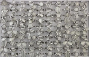 Wholesale Bulk Lots 35pcs Various Shape Cat's-eye Stone Rhinestone Lady's Rings - Picture 1 of 9