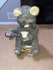 Tin Litho Toy Vintage Mechanical 10” Bear on a Log Pouring Soda Drink in a Cup - Picture 1 of 14