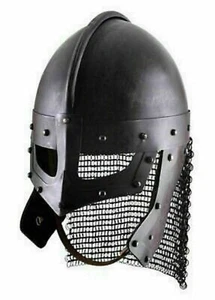 Casco de cuervo vikingo medieval cadena correo listo para la batalla casco de armadura - Imagen 1 de 1