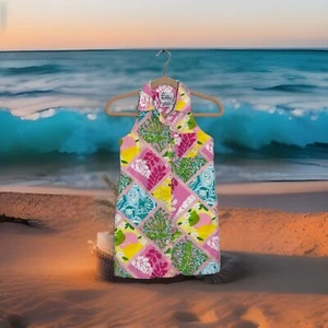 Lilly Pulitzer Tropical Patchwork Button Up Cotton Shirtdress Girls Small 4-5 - Picture 1 of 16