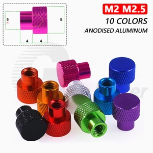 M2 M2.5 Aluminum Knurled Thumb Nuts High Hand Grip Knob Blind Hole 10 Colors D8 - Picture 1 of 9