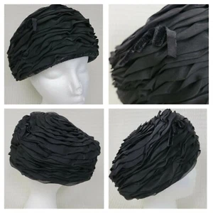 Vintage Layered Ruffle Black Hat - Picture 1 of 10