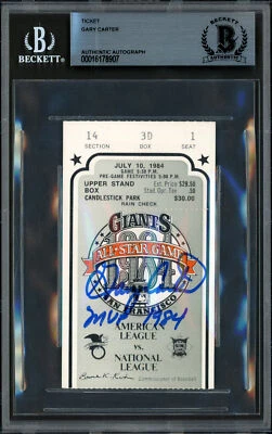 Gary Carter Autographed 1984 All Star Ticket Expos MVP 1984 Beckett 16178907 - Image 1 of 2