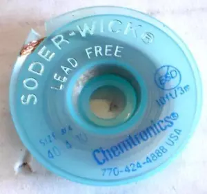 CHEMTRONICS SODER-WICK SIZE #4, 40-4-10, 10 FT, LEAD FREE DESOLDERING BRAID NEW - Picture 1 of 1