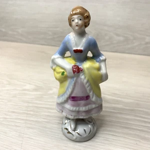 Vintage Porcelain Colonial Woman Figurine Japan Hand Painted 5" - Picture 1 of 10