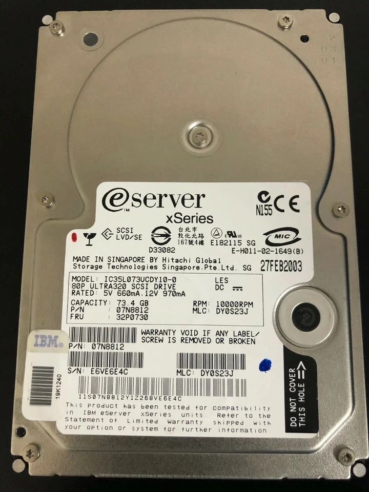 IBM 32P0730 73GB 10K 3.5" SCSI HDD – Enterprise Server Hard Drive W/O Tray - Image 1 of 2