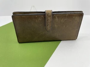 Cartera sin asas Frye Reed delgada de cuero para mujer color caqui marrón con lengüeta nueva con etiquetas nueva - Imagen 1 de 7