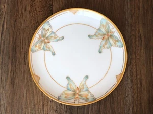 Haviland France Limoges Porcelain Gold Gilt & Blue Butterfies Small Plate 6" - Picture 1 of 7