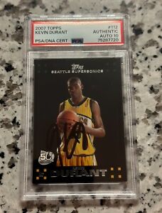 KEVIN DURANT 2007 Topps Rookie SIGNED IP AUTO PSA GEM 10 