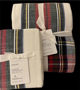 NEW Pottery Barn STEWART TARTAN PLAID Duvet Full Queen &2 Standard Shams Ivory🎁 - Picture 1 of 3
