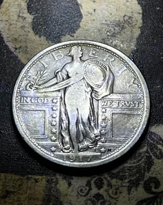 1917-P Standing Liberty Quarter TY1 • VF/XF • Auction NO Reserve • Key Date - Picture 1 of 2