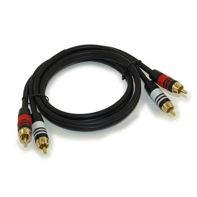 3ft 2 Wire RCA Premium Component Audio Cables  24K Gold Plated  Black - Image 1 of 3