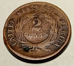 Zwei Cent Münze 1865, Bürgerkriegsreliquie - Bild 1 von 2