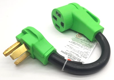NEMA 10-30P to 14-50R EV Charger Adapter Cord, 30A Dryer Plug to 50A EV, Green - Image 1 of 3