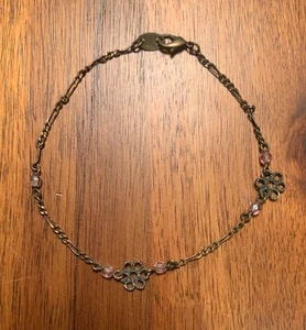 Kupfer Blumen Armband mit rosa Perlen - Bild 1 von 3