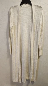 Athleta Cardigan Sweater Womens Large White Open Front Lightweight Duster Knit - Picture 1 of 9