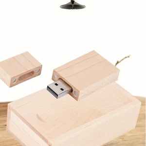32G USB 2.0 Custom Primitive Maple Wood USB Square Box U Disk Flas FY - Afbeelding 1 van 10