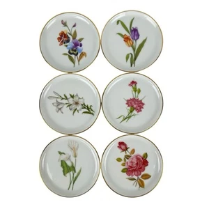 VTG Fürstenberg Germany Coasters Set 6 Floral Porcelain Gold Trim EUC Plates - Picture 1 of 11