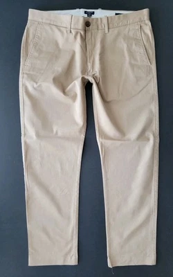 Pantalones flexibles J Crew DELGADOS talla 35x30 caqui chinos elásticos beige frente plano H3167 nuevos sin etiquetas Foto 1 de 4