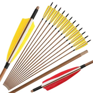 Bogenschießen Bambuspfeile Handmade 5Zoll Naturfedern Traditionelle Recurvebogen - Picture 1 of 17
