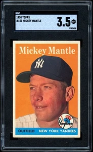 1958 Topps #150 Mickey Mantle SGC 3,5 - CENTRATO E SOTTOVALUTATO - Foto 1 di 2
