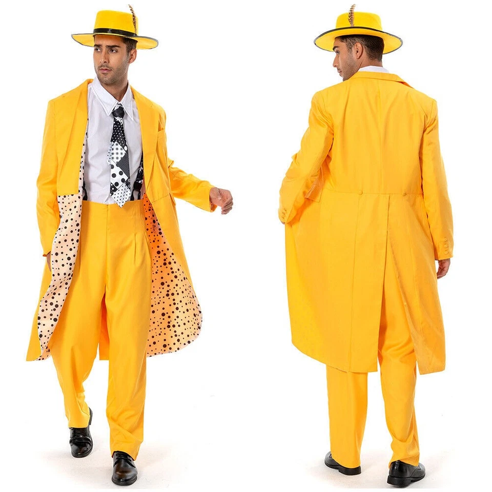 Traje Amarillo Carrey Disfraz Cosplay Hombres Uniforme Trajes Halloween Foto 1 de 4