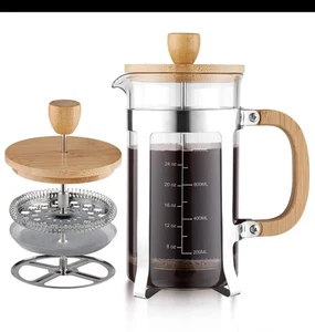 ☕️34 oz French Press Coffee/Tea Maker with Bamboo Lid and Handle With SS Feature - Picture 1 of 9