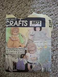 McCalls Doll Clothes Pattern #8872 Early 1983 3 Sizes Doll - Picture 1 of 2