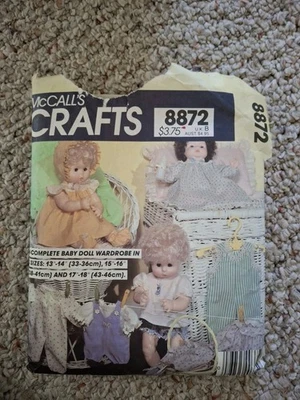 McCalls Doll Clothes Pattern #8872 Early 1983 3 Sizes Doll - Image 1 of 2