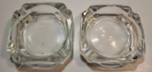 Set Of 2 Vintage Square Clear Glass Ashtray Heavy 3.75” X 3.75" X 1.25” - Picture 1 of 6