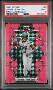 2023 Panini Mosaic Garrett Wilson Pink Fluorescent /10 PSA 9 Mint #75 Jets NFL - Picture 1 of 2
