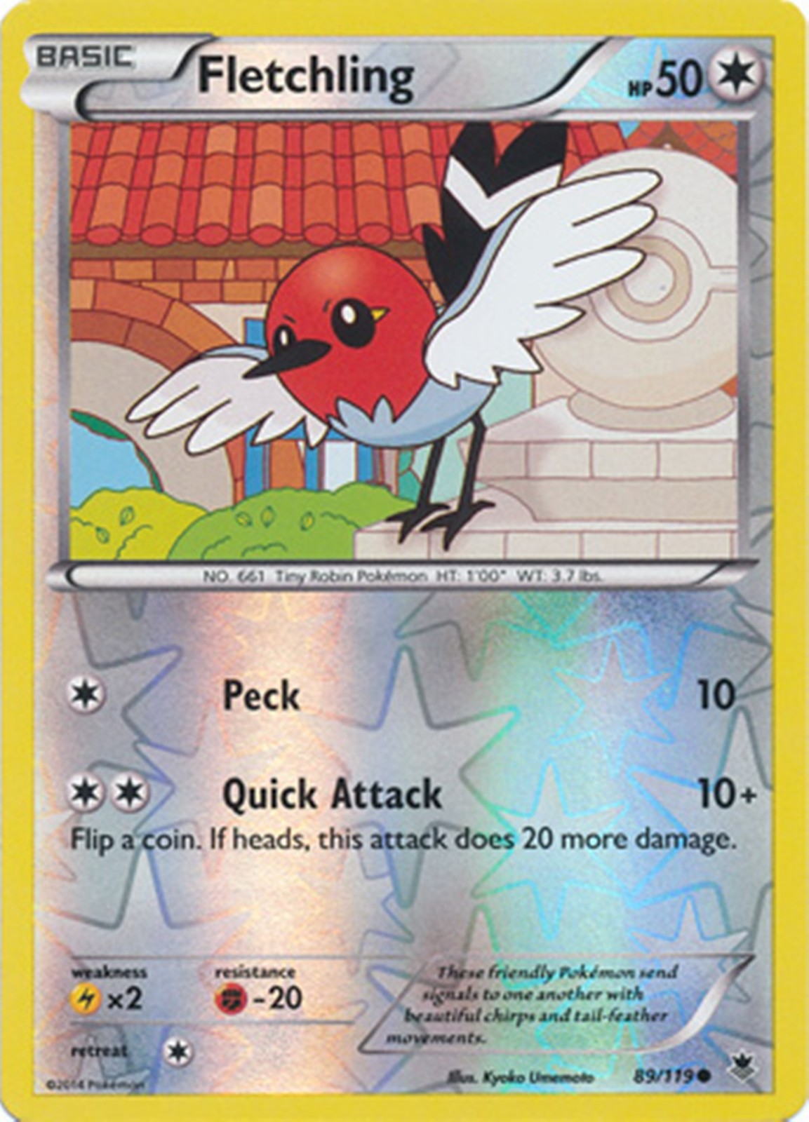 Fletchling 89/119 XY Phantom Forces REVERSE HOLO PERFECT MINT! Pokemon