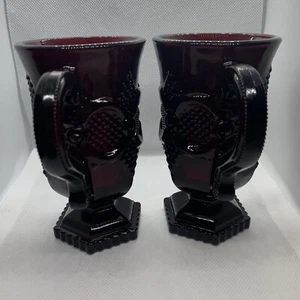 AVON 1876 Pair Cape Cod Ruby Red Coffee Cups - Picture 1 of 4