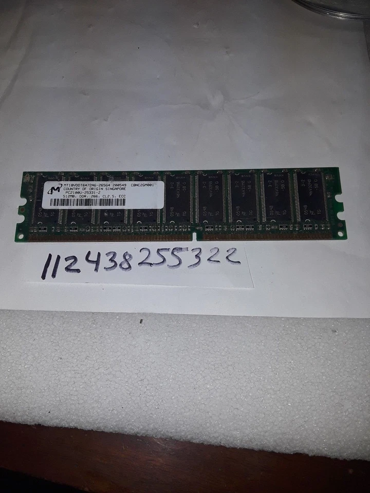 512MB DDR DDR1 PC 2100 PC2100E DDR1-266 266 PC2100E  184PIN ECC UNBUFFERED 32X8  - Image 1 of 1