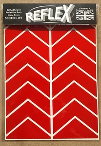 Paquete de pegatinas 3M Scotchlite Reflectante Reflex A4 Chevrons negro blanco (coche de bicicleta) - Imagen 1 de 8