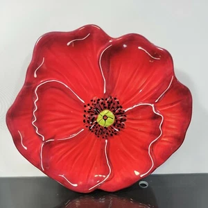 Secret Garden Red Rose Pedals Flower Plate Hand Painted 7" - Picture 1 of 8
