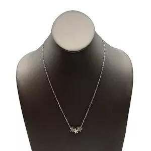 Silver Tone Cable Chain Three Star Slide Pendant 20 Inch Fashion Necklace - Picture 1 of 12