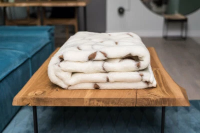 Wolldecke Schafwolldecke Wohndecke Schurwolle Merino 100% WOOLMARK  jacquard - Bild 1 von 4