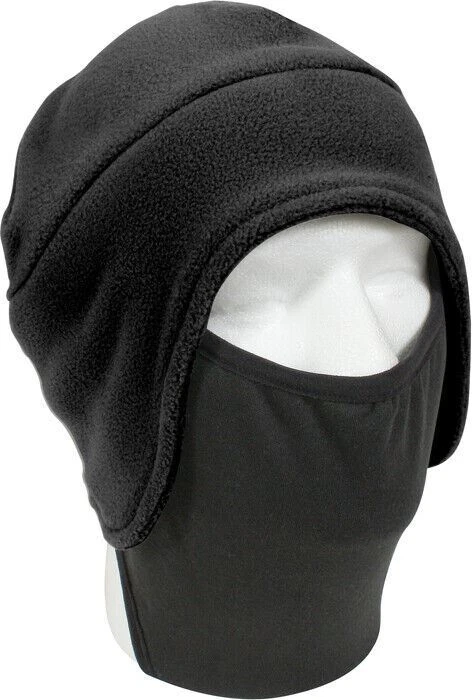 Black Polar Fleece Winter Beanie Cap Hat with Face Mask - Image 1 of 1