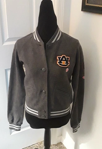 Victoria's Secret Pink Auburn University Tigers Varsity Jacket Womens Size M Cover