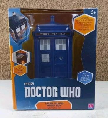 Doctor Who TARDIS TALKING MONEY BOX 8" Light, Sound FX, 12th Doctor Phrases NEW - Image 1 of 4
