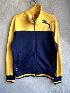 PUMA Track Jackets Size M Boys Kids Yellow Navy Logo Sports Activewear - Picture 1 of 11