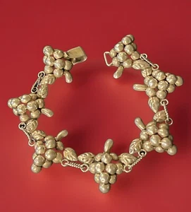 Vintage Taxco Mexico Sterling Silver Grape Vine Bracelet-7.5 Long - Picture 1 of 10