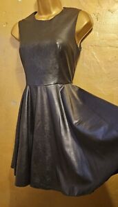 Eva & Lola Black Soft Faux Leather A Line Mini Dress, s.S, Back Zip, Lightweight