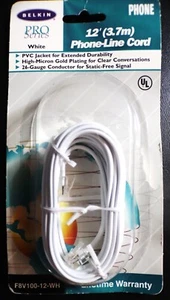 Belkin F8V100-12 Phone Line Cord 12’ White - Picture 1 of 2