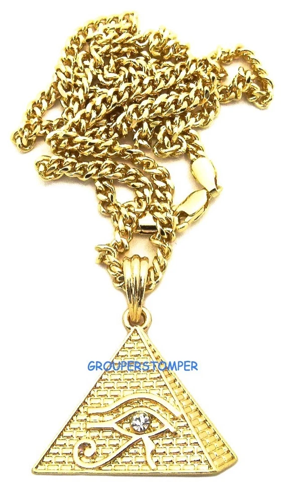 Piramide Egiziano Occhio Di Ra Nuovo Ciondolo Con 61cm Collana Lunga Horus - Immagine 1 di 1